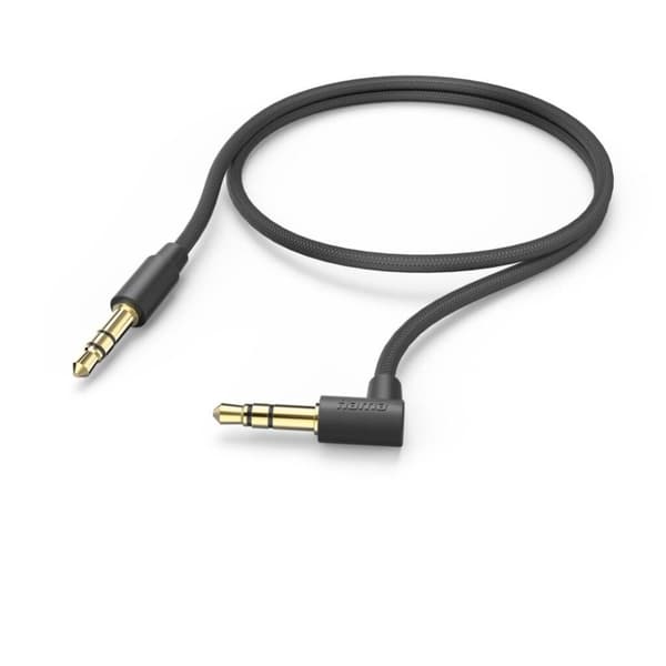 Hama Aux-kabel 3,5 mm uttag – 3,5 mm jack 90° Vinkelplugg 0,5 M Svart