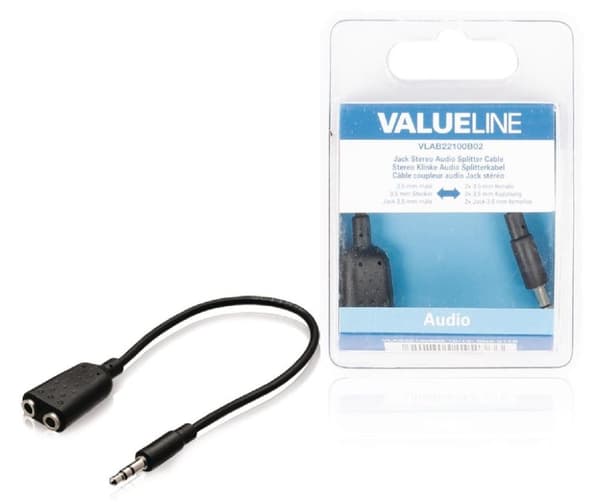 Valueline VLAB22100B02 Jack Stereo Audio Splitter-kabel 3,5 mm hane - 2x 3,5 mm hona 0,20 M svart