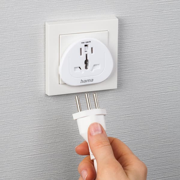 Reiseadapter Type E/F Universal Verden-EU Hvit