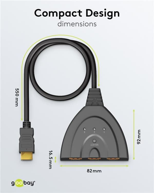 Manuell HDMI™-omkopplare 3 till 1