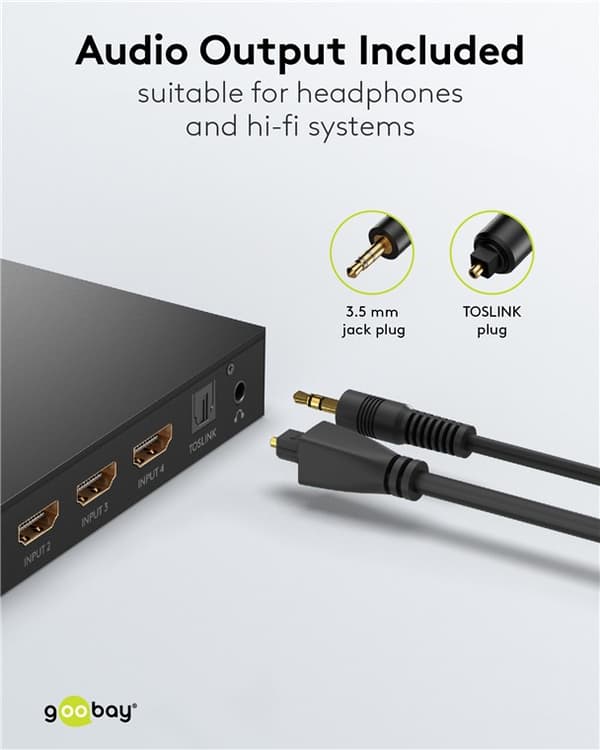 HDMI™-omkopplare 4 till 1 med ljudutgång