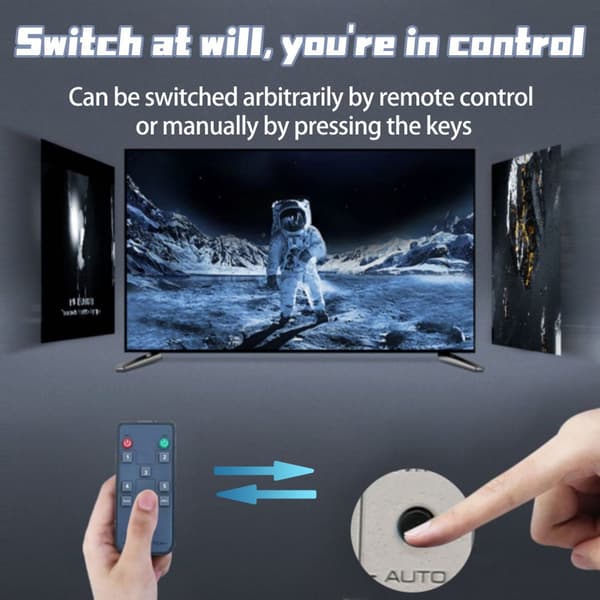 INF HDMI-bryter 5x1 - 4K / 3D med fjernkontroll    Sort
