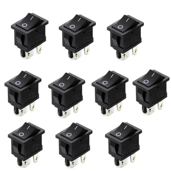 10 pakke 4-pins 2-trinns båttype PÅ/AV-bryter egnet for båtindustrien Sort