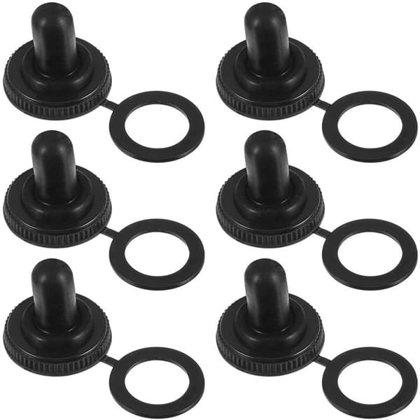 20 Pack gummiisolert vanntett vippebryterhette 12mm Sort