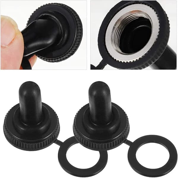 20 Pack gummiisolert vanntett vippebryterhette 12mm Sort