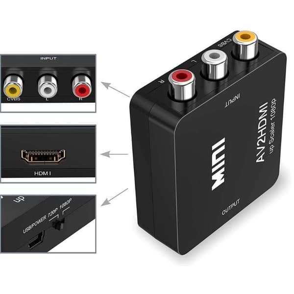 RCA til HDMI Konverter Nintendo & Sony Konsoller Sort