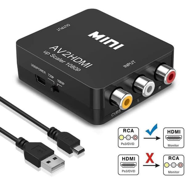 RCA til HDMI Konverter Nintendo & Sony Konsoller Sort