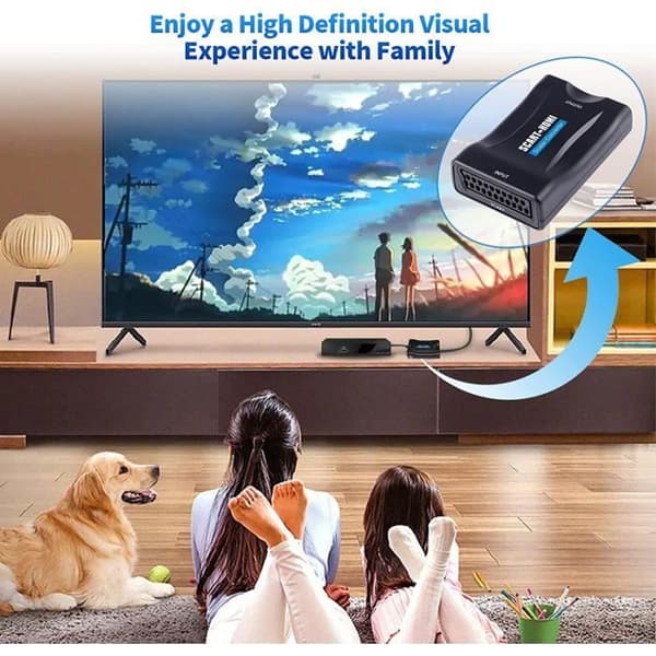 HDMI Scart Adapter 1080P SCART till HDMI Converter Scart till HDMI Converter Support HDTV Monitor Projektor [W47]