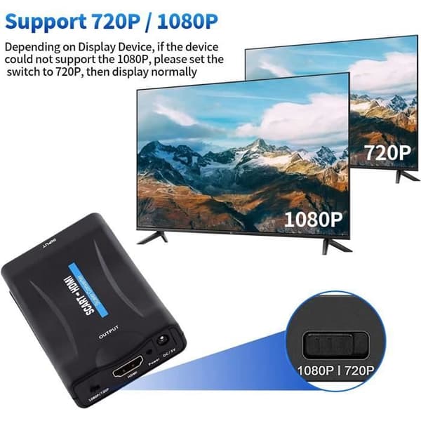 HDMI Scart Adapter 1080P SCART till HDMI Converter Scart till HDMI Converter Support HDTV Monitor Projektor [W47]