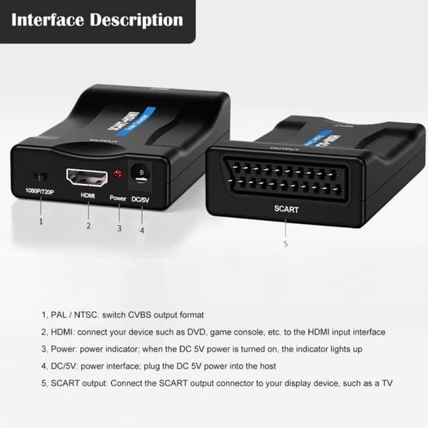 Scart till HDMI Converter Scart HDMI Adapter 720-1080p SCART Audio Video Adapter för Sky HD Blu Ray DVD HDTV STB [115]