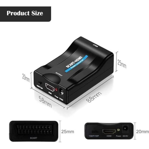 Scart till HDMI Converter Scart HDMI Adapter 720-1080p SCART Audio Video Adapter för Sky HD Blu Ray DVD HDTV STB [115]