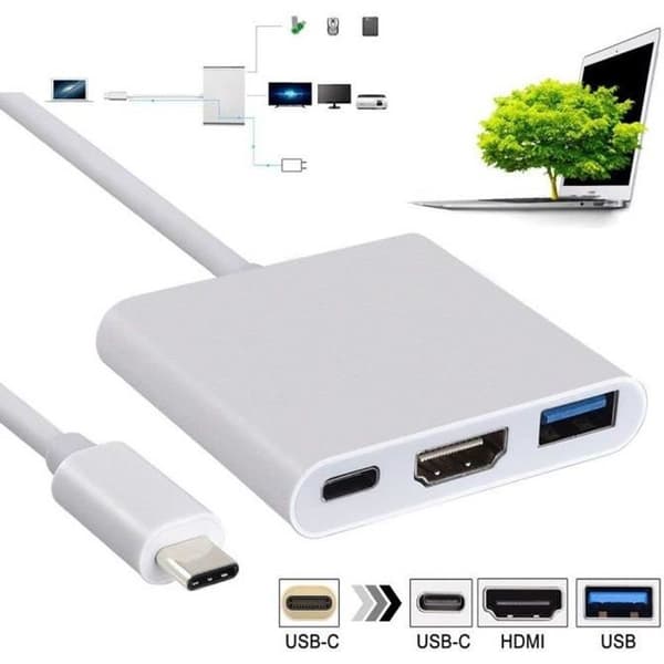 Multiport Adapter - INECK - USB 3.1 Type-C - HDMI - USB 3.0 - Svart