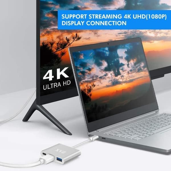 USB C till HDMI-adapter, USB Typ C till HDMI-adapterkonverterare med USB 3.0-2.0-port och USB C-laddningsport compa[L758]