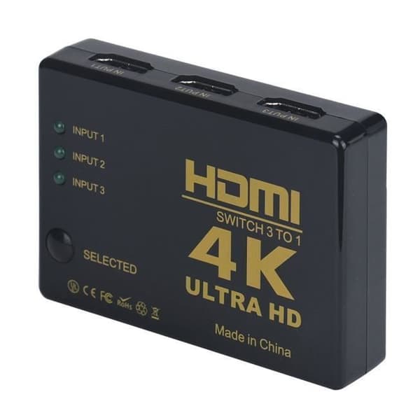 Lin#85 3 Port 1080p 4K HDMI High Speed Mini Audio - Video Switcher Adapter