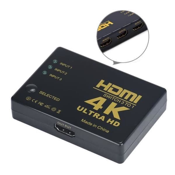 Lin#85 3 Port 1080p 4K HDMI High Speed Mini Audio - Video Switcher Adapter