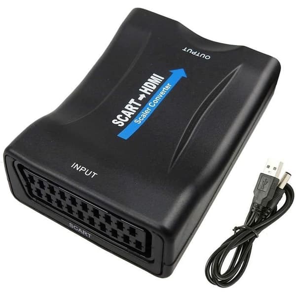 SCART till HDMI Converter Adapter, SCART till HDMI Video Audio Adapter 1080P HD Stöd PAL NTSC SECAM för PS4 PS3 TV D