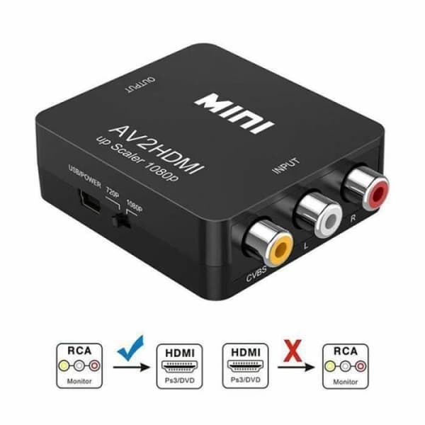 vit Video Converter AV-RCA CVBS till Adapter 1080P MINI AV2HDMI projekt till CVBS omvandlarbox