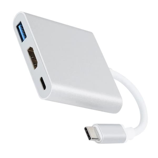 3 i 1 USB Typ C Hub, USB 3.1 till USB-C 4K USB 3.0 Adapter HDMI-kabelnav med aluminiumskal, för OS X,