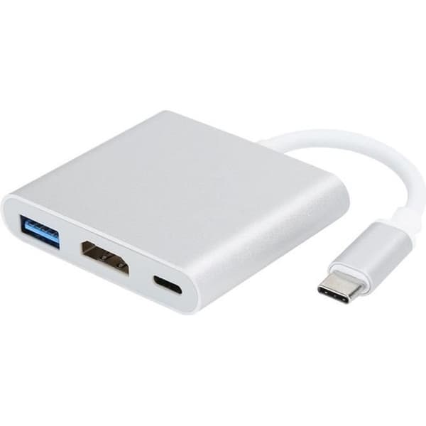 3 i 1 USB Typ C Hub, USB 3.1 till USB-C 4K USB 3.0 Adapter HDMI-kabelnav med aluminiumskal, för OS X,