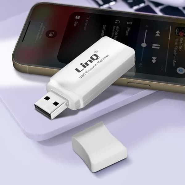 Bluetooth-ljudadapter - LinQ - USB - Jack 3.5mm - Handsfree-samtal - Räckvidd 10m