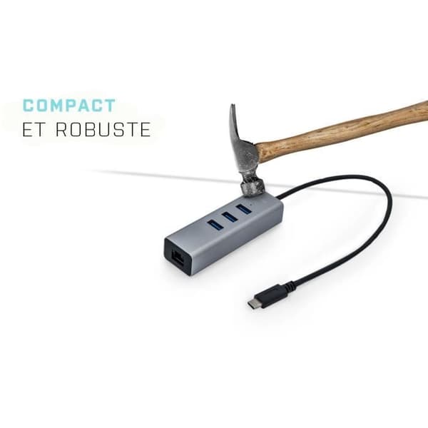 i-tec - USB-C 3-port USB-HUB i metall med Gigabit Ethernet
