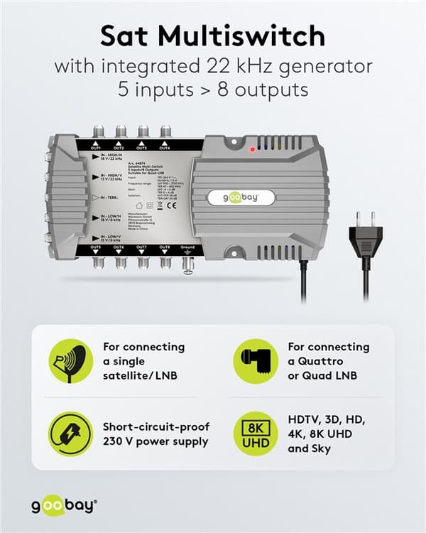 Sat multi-switch 5 indgange/8 udgange