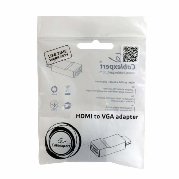 HDMI till VGA-adapter - GEMBIRD - A-HDMI-VGA-001 - Svart - Upplösning 1920x1080 - Hane/ hona