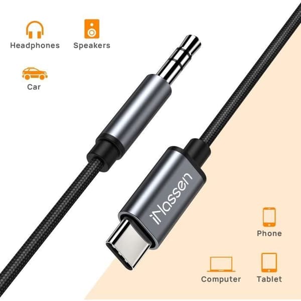 USB C-jack 3,5 mm-adapter för Samsung USB C 3,5 mm-jackadapter Aux-kabelvagnsstereoljud för Huawei P40 P30