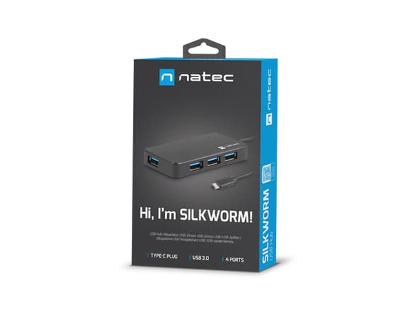 Koncentrator USB 4 porty Silkworm USB 3.0 czarny USB-C