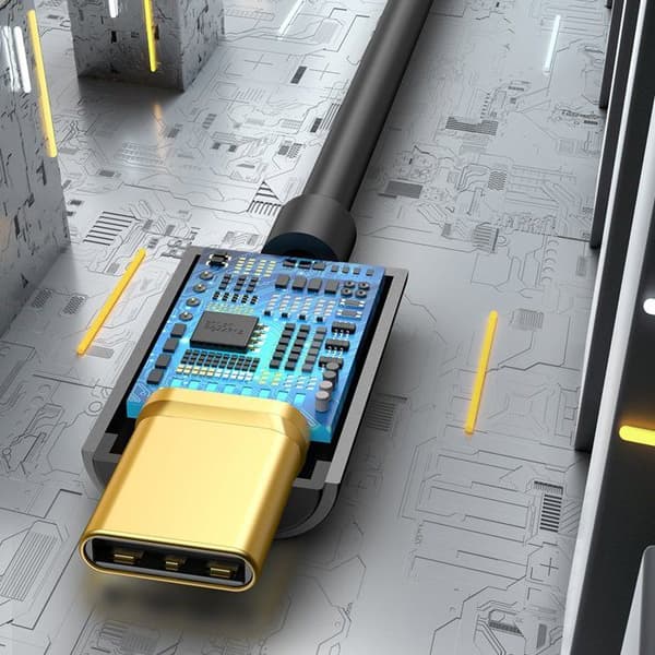 Baseus hörlursheadsetadapter USB typ C till 3,5 mm USB C till 3,5-jack ljudkabel för Huawei Mate 20