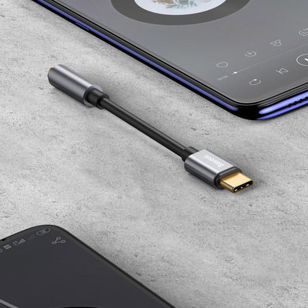 Baseus hörlursheadsetadapter USB typ C till 3,5 mm USB C till 3,5-jack ljudkabel för Huawei Mate 20