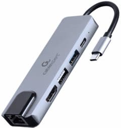 Gembird A-CM-COMBO5-04 USB Type-C 5-in-1 multi-port adapter (Hub + HDMI + PD + LAN)