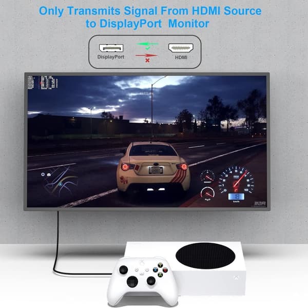 NÖRDIC HDMI til Displayport kabel 50cm 4K60Hz 18Gbps