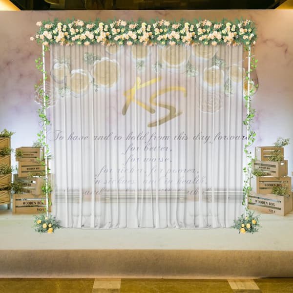 Bryllupsfest Prom Baggrund Stand Rør Kit, Justerbar Gardinramme, 10ftx10ft, Xxl, hvid