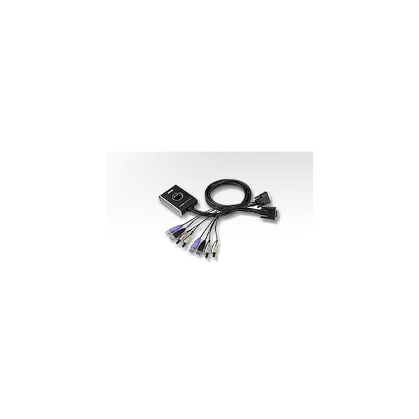 Aten 2-porttinen KVM-kaapelikytkin, 2 DVI-konetta, USB 20, audio, USB 20 HUB, mikrofoni musta