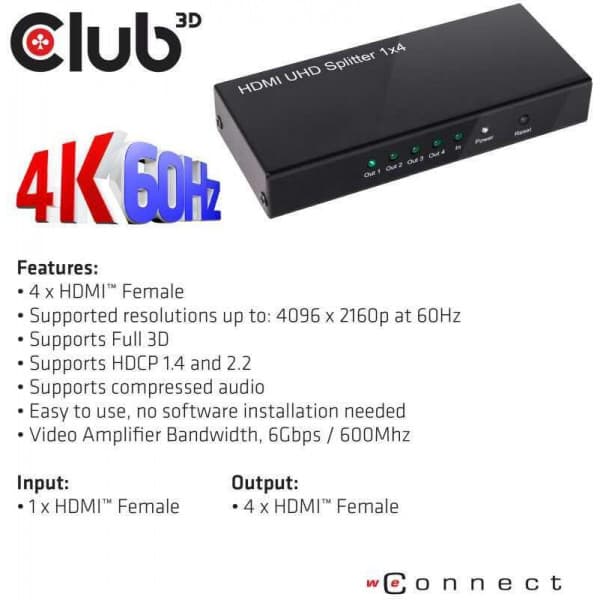 Club 3D HDMI 20 UHD Splitter -delare