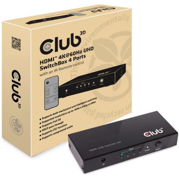 Club 3D HDMI 20 UHD Switchbox -switchClub 3D HDMI 20 UHD Switchbox -Switch