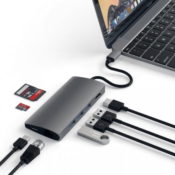 Satechi USB-C Multi-Port Adapter 4K Gigabit Ethernet V2 -adapter, space gray