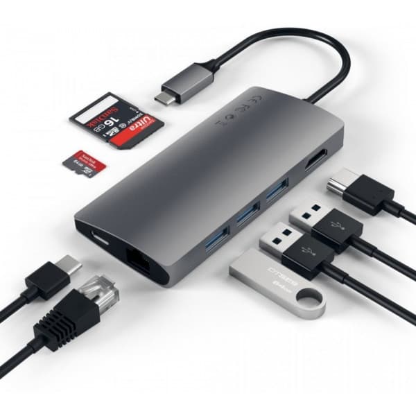 Satechi USB-C Multi-Port Adapter 4K Gigabit Ethernet V2 -adapter, space gray