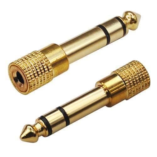 Guld hörlursjackadapter 3,5 mm till 6,35 mm kontaktkontakt/mikrofonadapter