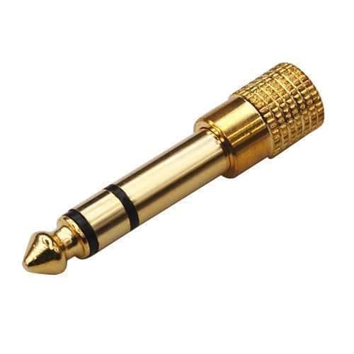 Guld hörlursjackadapter 3,5 mm till 6,35 mm kontaktkontakt/mikrofonadapter