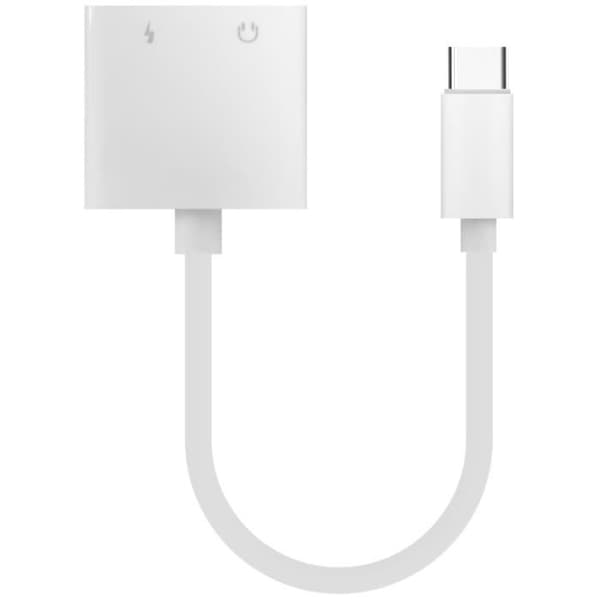 USB C till USB C Audio Adapter + USB C Charge White Bigben