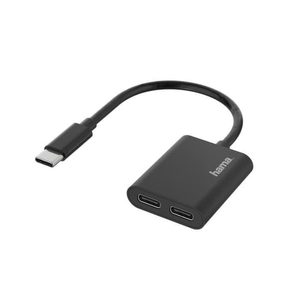 LJUDADAPTER, 2 I 1, USB-C PLUG-2 USB-C-PORTAR, LJUD+LADDNING