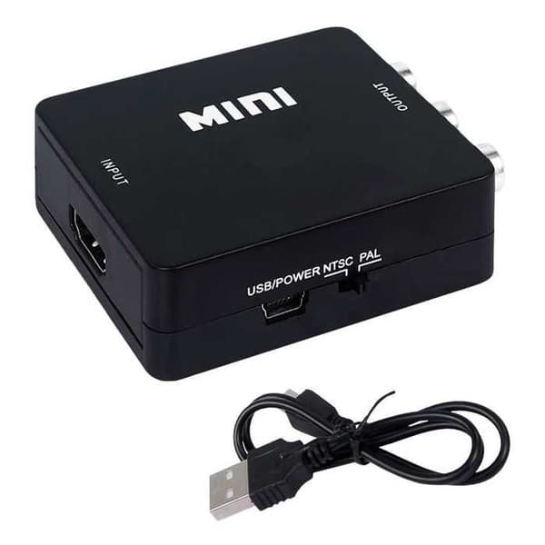 OCIODUAL HDMI till komposit AV RCA CVBS Video Audio Adapter 1080p Svart för PC Laptop TV Full HD HDMI2AV Converter