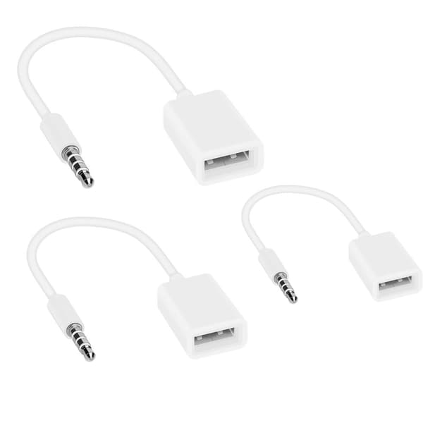 3x 3.5mm Aux Male to USB Female Adapter Cable