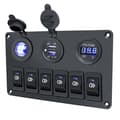 Pikkukuva 3 / 4: INF Auton LED-valojen kytkinpaneeli kahdella USB-portilla ja jännitemittarilla