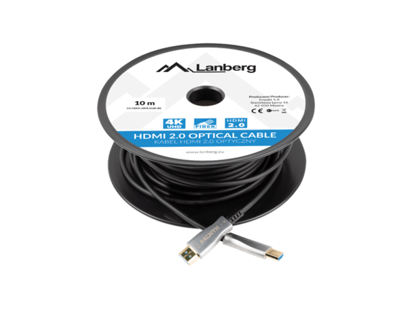 LANBERG HDMI KABEL LANBERG HDMI KABEL M/M V2.0 10M OPTISK AOC SORT CA-HDMI-20FB-0100-BK