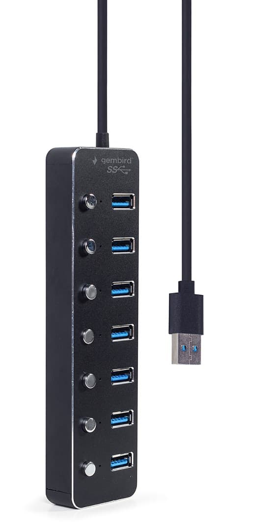 GEMBIRD HUB USB 3.1 (GEN 1) 7-PORTAR MED SWITCHAR, SVART