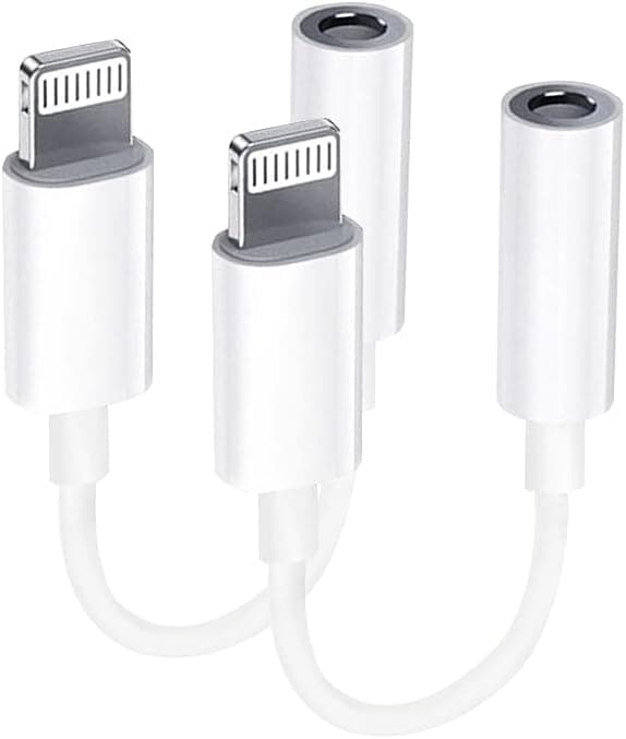 2x Lightning til 3,5 mm adapter for hodetelefoner