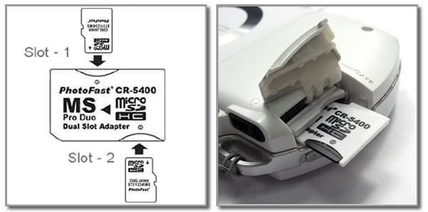 2x MicroSD til Memory Stick PRO Dual adapter